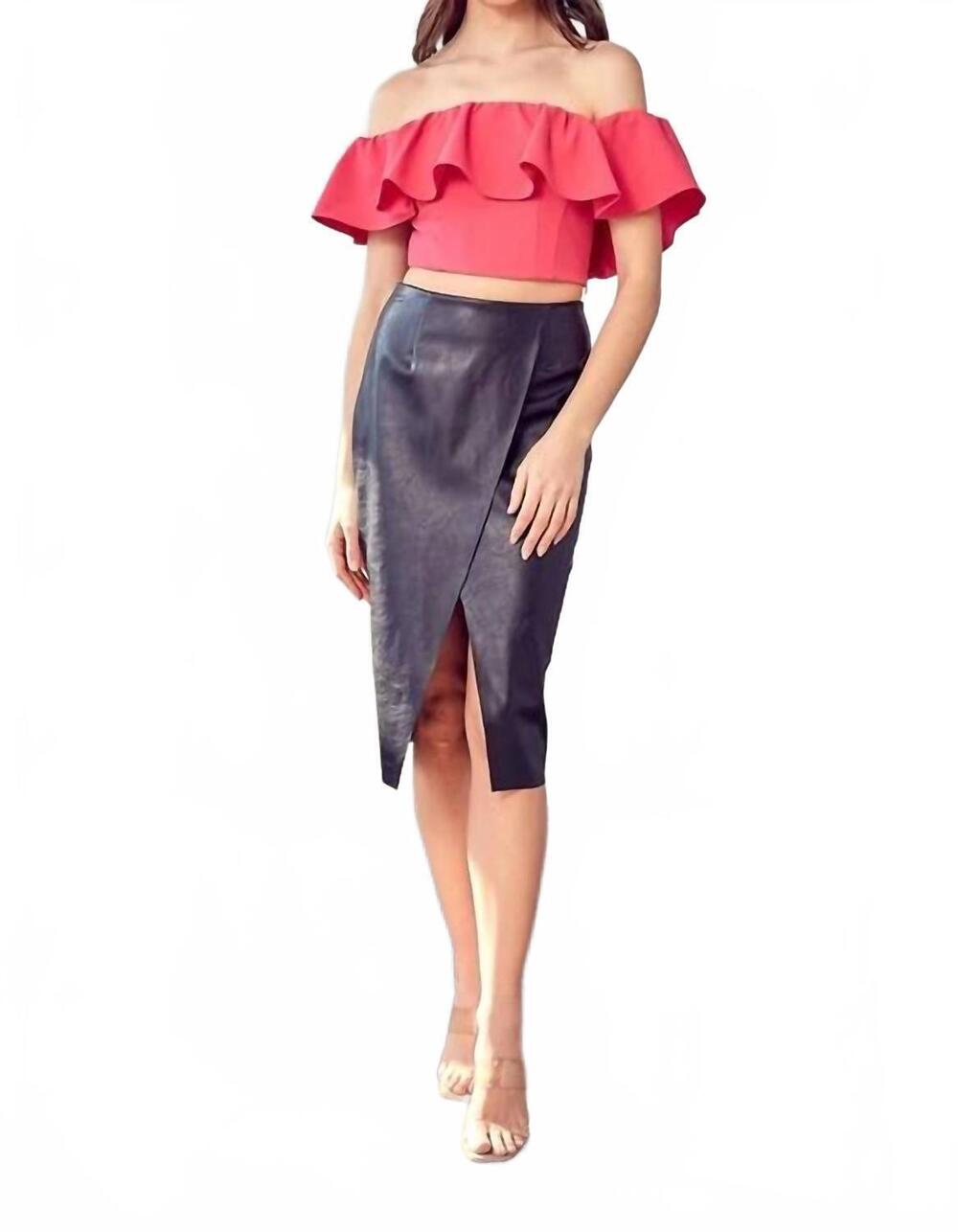 NEW DO+BE open shoulder ruffle crop top in hot pink